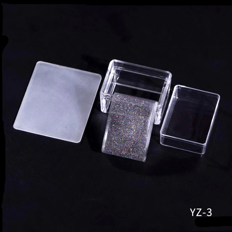 YZ-3 1 набор шаблонов для дизайна ногтей прозрачный силиконовый скребок для штамповки ногтей с крышкой прозрачный зеленый красный штамп для ногтей DIY Наклейка для дизайна ногтей - Цвет: YZ-3