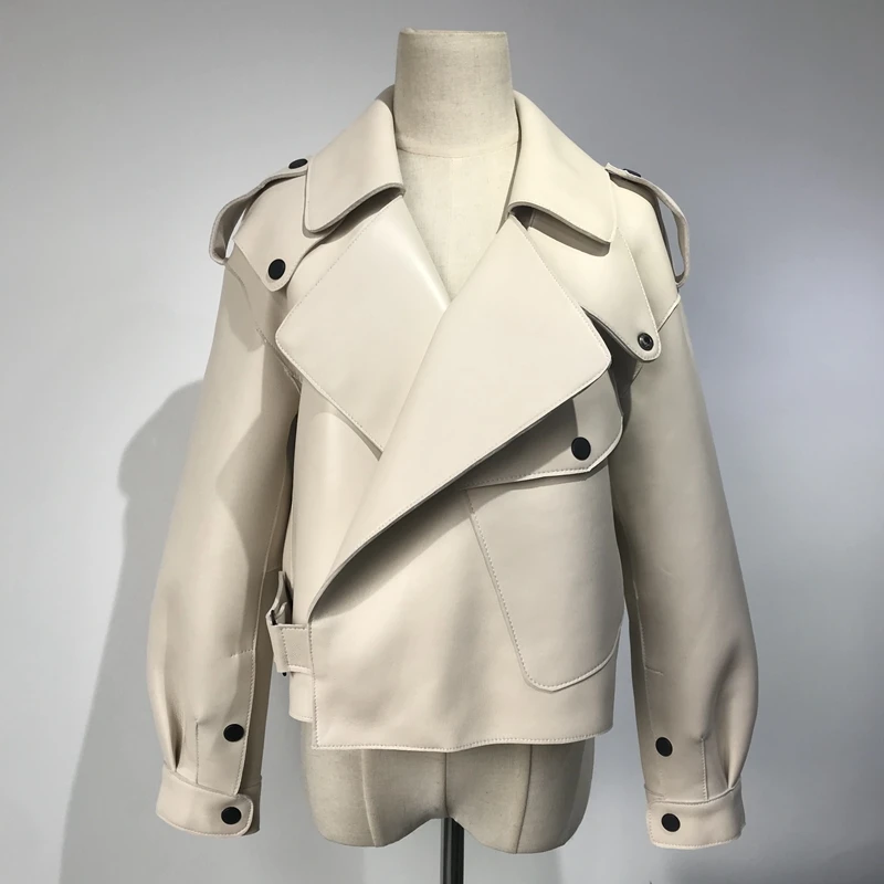 white QIUCHEN PJ19101 Новое поступление Женская куртка из натуральной овчины Высококачественная модная куртка дамское модельное пальто - Цвет: white