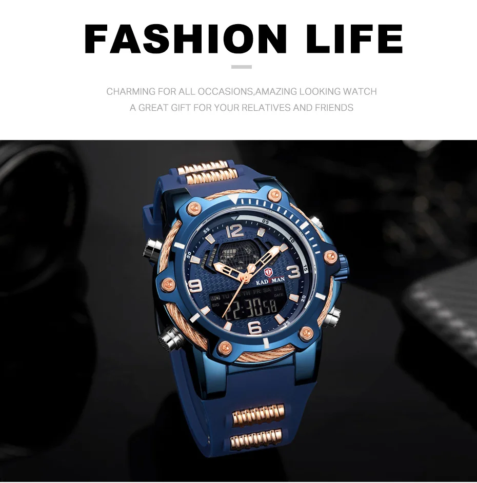 KADEMAN мужские часы водонепроницаемые военные спортивные цифровые часы модный топ бренд мужские резиновые кварцевые наручные часы Relogio Masculino