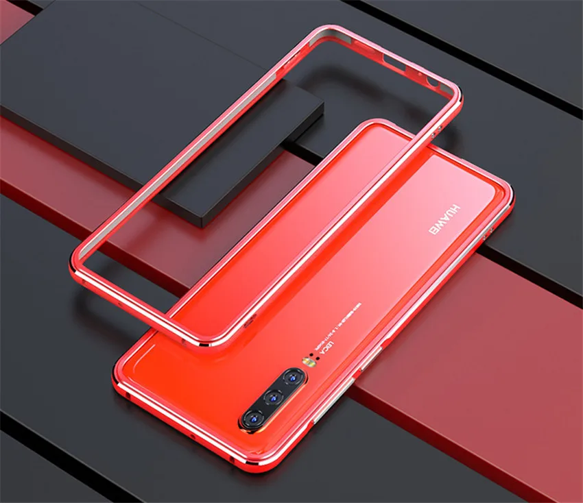 Ультратонкий чехол с металлической рамкой для huawei P30 Pro huawei P30 Lite, жесткий алюминиевый чехол-бампер для huawei P30 - Цвет: red silver