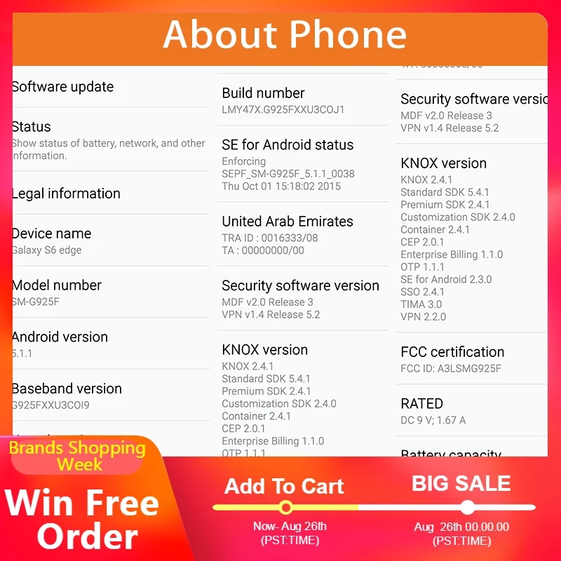 Оригинальный разблокированный мобильный телефон samsung Galaxy S6 edge 4G LTE Android G925A G925T G25F 3
