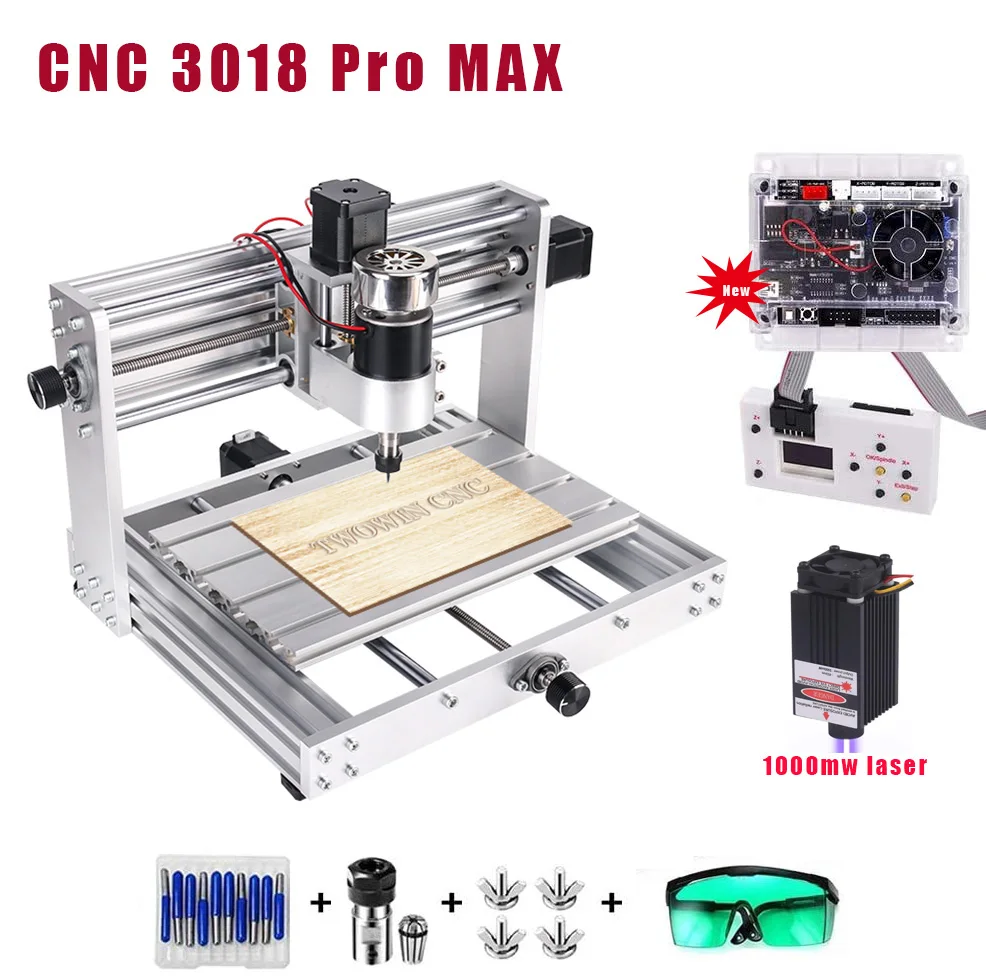 RuleaxAsi 5500mw Upgrade Version CNC 3018 Pro GRBL Control DIY Mini CNC  Machine 3 Axis Pcb Milling Machine Wood Router Engraver with Offline  Controller with ER11 and 5mm Extension Rod price in