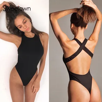 

Sexy New 2020 Summer Off Shoulder Sexy Bodysuit Women Backless Cross Rave Sporty Outfits Solid Slim Body Mujer Rompers Beachwear