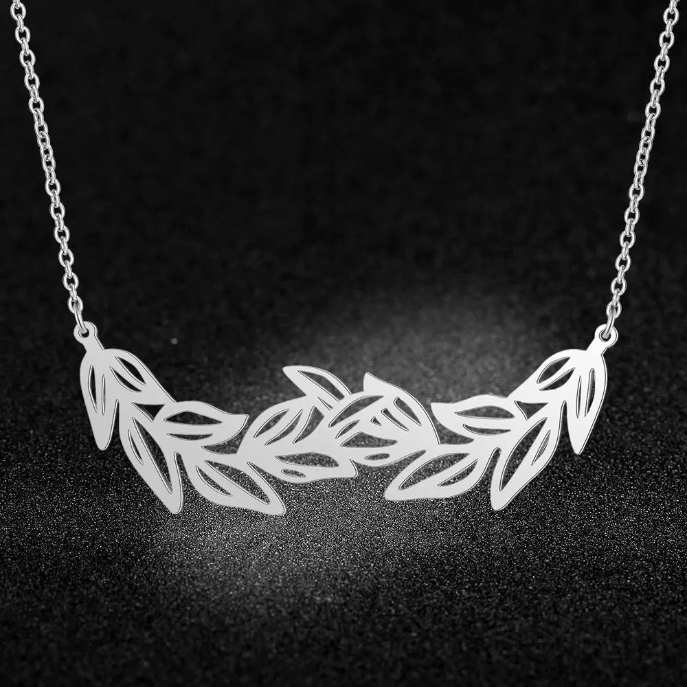 Real Stainless Steel 40cm Large Leafs Long Necklace Super Quality Amazing Design Trend Jewelry Necklaces - Окраска металла: Steel