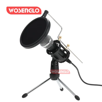 

2020 Condenser Microphone 3.5mm Plug Home Stereo MIC Desktop Stand for PC Video Chatting Gaming Podcast Recording