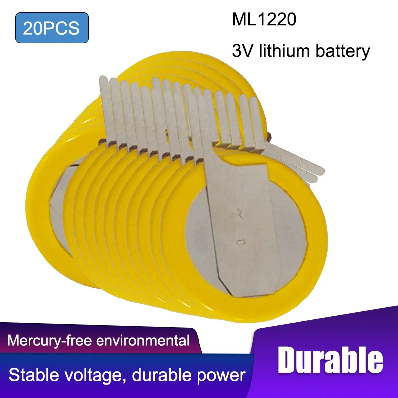 

20PCS Brand new Ml1220 3V Rechargeable Button Battery ML1220 with soldered foot Replace CR1220 VL1220