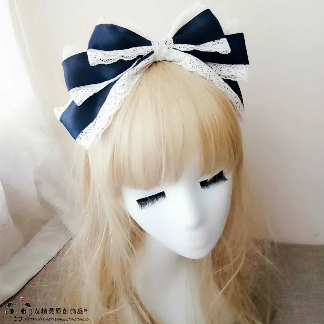 Лолита KC бант волосы "Лолита" Аксессуары повязка на голову кружева большой бант аксессуары для волос COS головные уборы