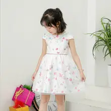 Белые платья с принтом для девочек; хлопковые детские платья; Модное детское платье принцессы без рукавов; одежда для малышей