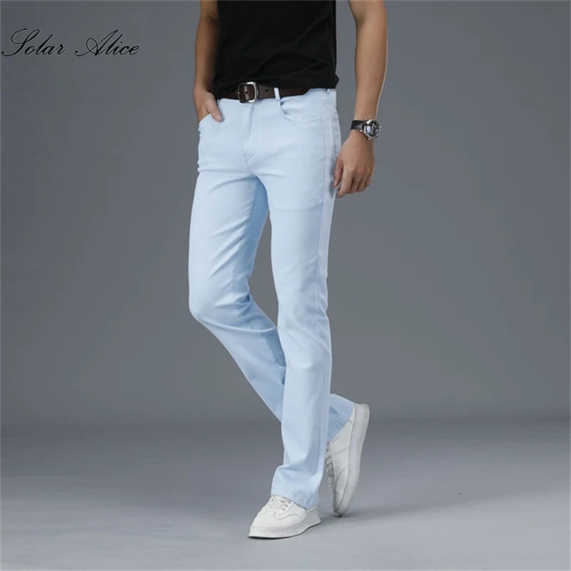 2025 Men's New Mid-waist Micro-flare Casual Pants Stretch Slim Boot Cut Multicolor Jeans Trousers