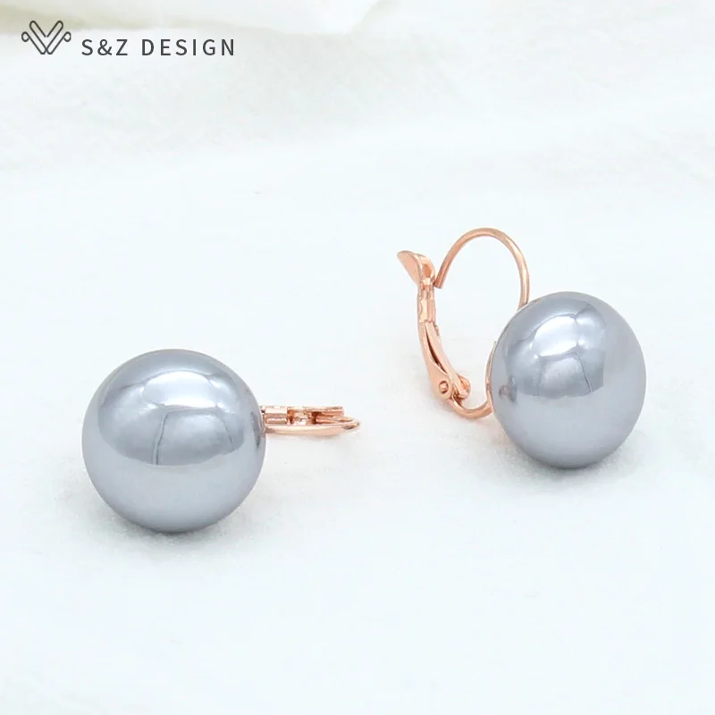S&Z DESIGN New South Korea Fashion Temperament Bread Round Big Pearl Dangle Earrings For Women Wedding Jewelry Birthday Gift