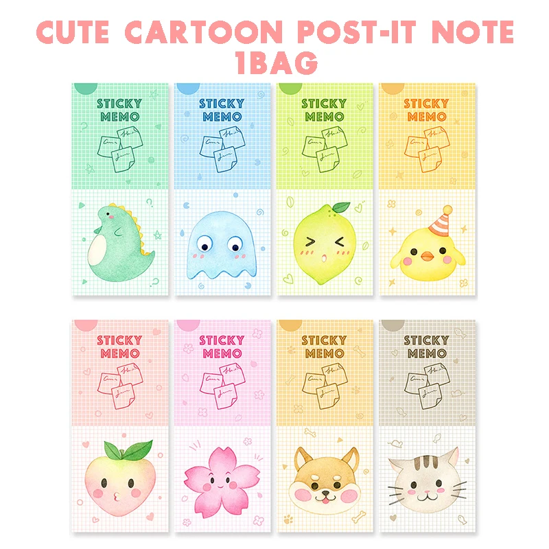 

Cute Cartoon Post-it Note. 30bag/900 Sheets Creative Message Memo Sticky Note. Cartoon Sticky Note Office School Self-adhesive