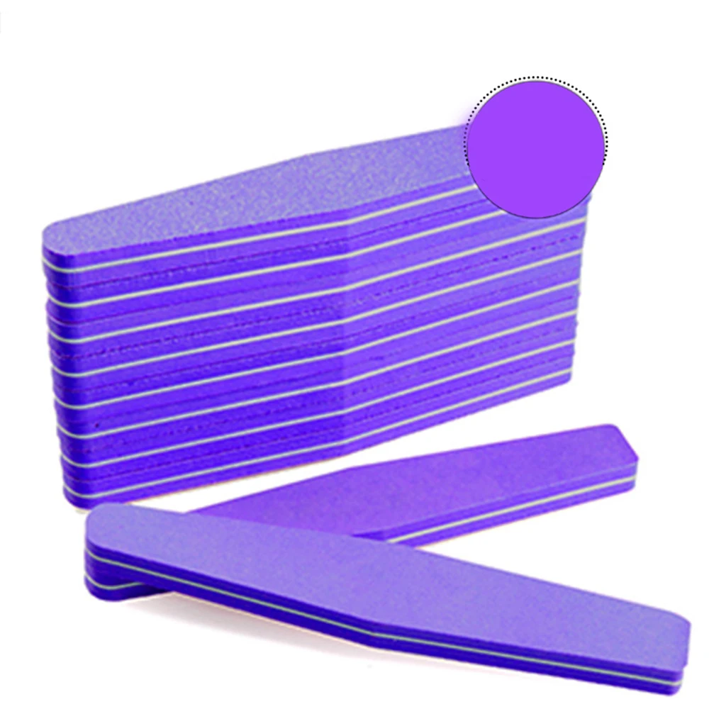 Purple 1 шт., 7 цветов, двухсторонняя шлифовальная буферная пилка для ногтей, профессиональная цветная губка, зернистость для дизайна ногтей, педикюр, маникюрные инструменты для ухода за ногтями - Цвет: Purple