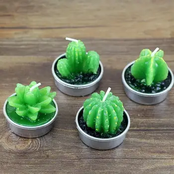 

4Pcs/Box Succulent Plants Bonsai Scented Candle Night Light Decoration Lighting