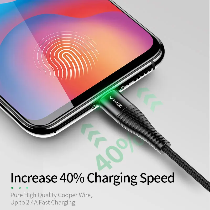 YKZ 3A светодиодный Micro USB кабель для быстрой зарядки Microusb дата кабель для samsung huawei Xiaomi шнур Android мобильный телефон