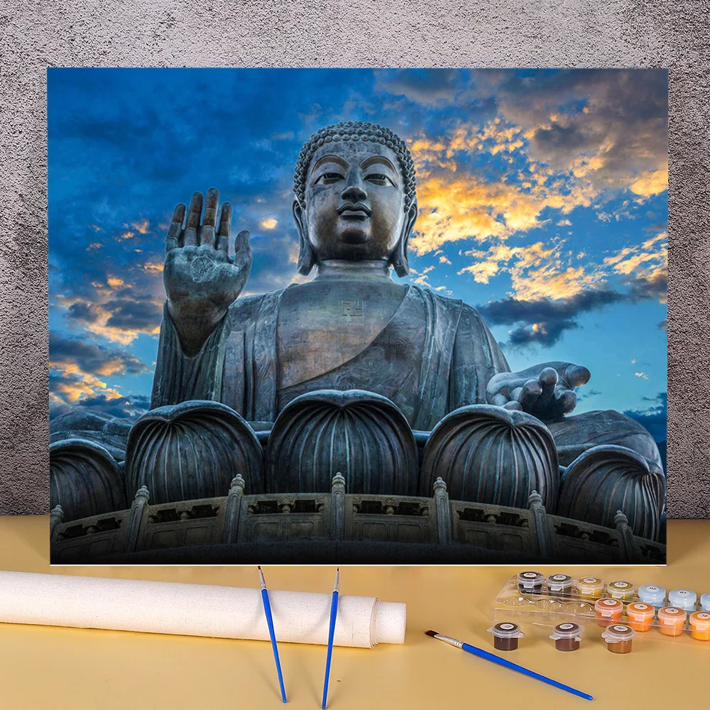 Buddha Religion Paint By Numbers Set Acrylic Paints 40*50 Boards By