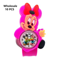 (Wholesale 10 Pcs) Cartoon Minnie Kids Watches Slap Pat Wrist Watch Electronic Sport Children Watch Boys Girls Baby Clock