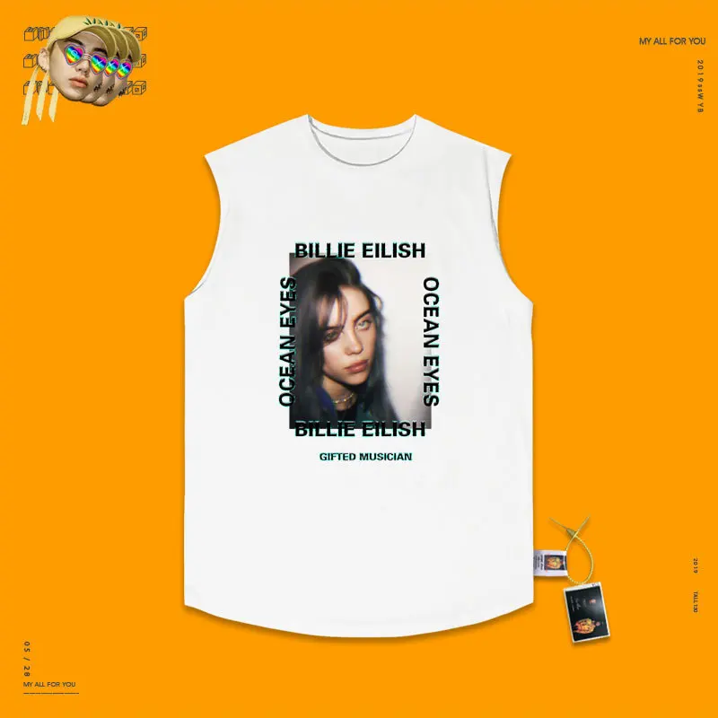 Портрет Bllie эйлиш пирус груша футболка Exceed Fire Cec Basics Cut The Sleeves Ulzzang School Wind