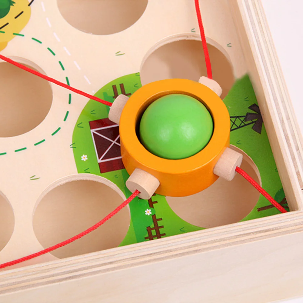 1 Set Woode Pull Ball Table Game Children Wooden Maze Kindergarten Early Education Intellectual Strength Parent-Child Toy