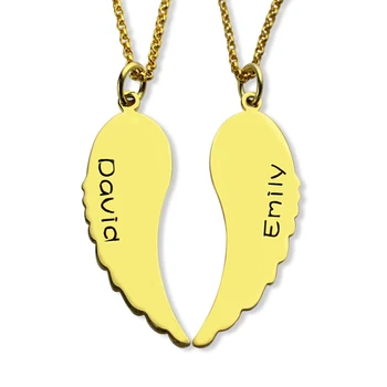 

AILIN Gold Color Angel Wings Necklace Name Necklace Personalized necklace I Cannot Fly Without You Memorial Jewelry