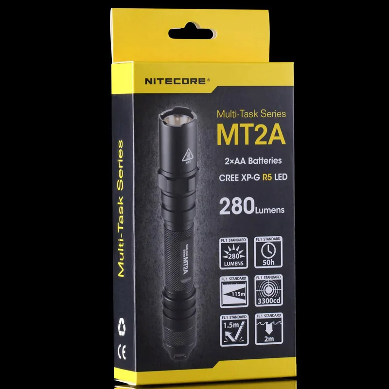 Тактический Фонарь NITECORE MT2A CREE XP-G2 R5 светодиодный, макс. 345 люменов, дальность луча 152 м, многоцелевой фонарь для повседневного использования