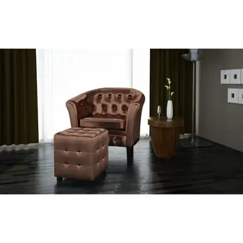 

New Convertible Armchair With Footrest Synthetic Leather Brown For Bedroom Living Room Decorative Chair Soft Lounge Chair
