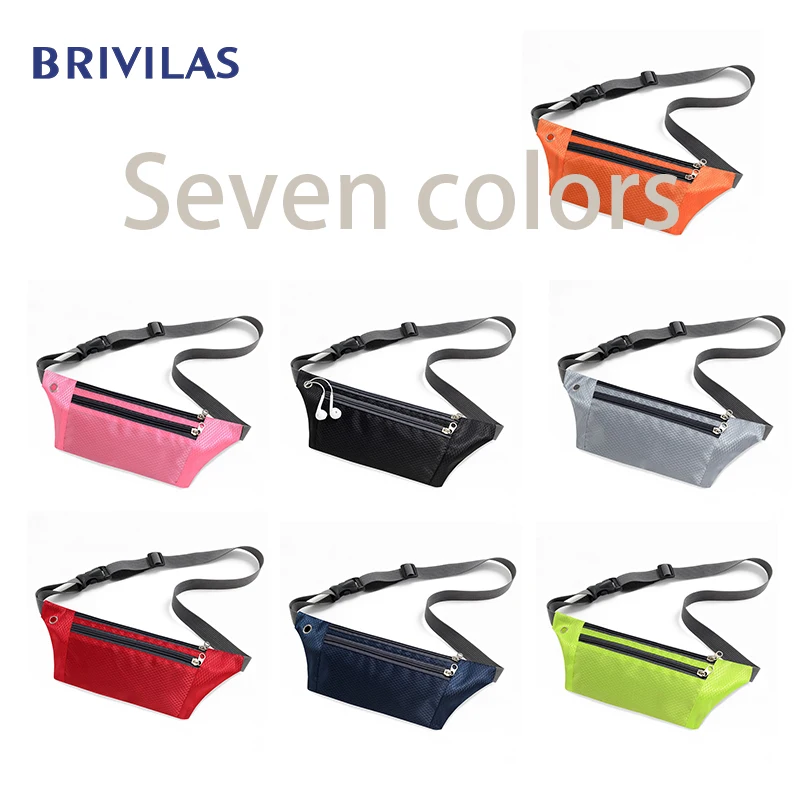 

Brivilas new women men sports waist bag belt waterproof run close wallet stealth nylon zip high quality phone bags unisex 2020