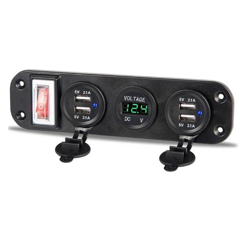Автомобиль Лодка Грузовик DC 12 В 24 В 4 USB зарядное устройство адаптер светодиодный вольтметр с переключателем панели