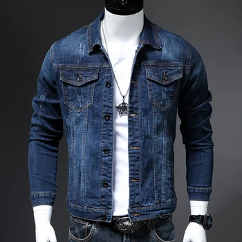 Image of 2020 autumn and winter new men's plus size 4XL Slim denim jacket casual men buttons casual personality fashion jeans jacket