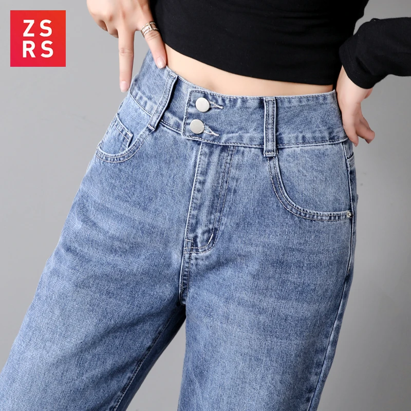 Billige 2019 neue Produkte Herbst Winter Frauen Fashion High aufstieg breite bein jeans frauen große größe Lose blau hosen nähen tasche