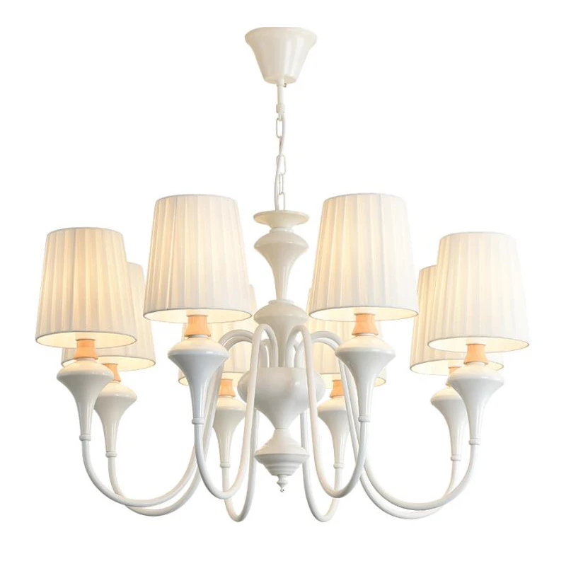 

Nordic Modern LED Chandeliers With Fabric Lampshade For Living Room Bedroom Chandelier Lighting Hanging Light Home Decor