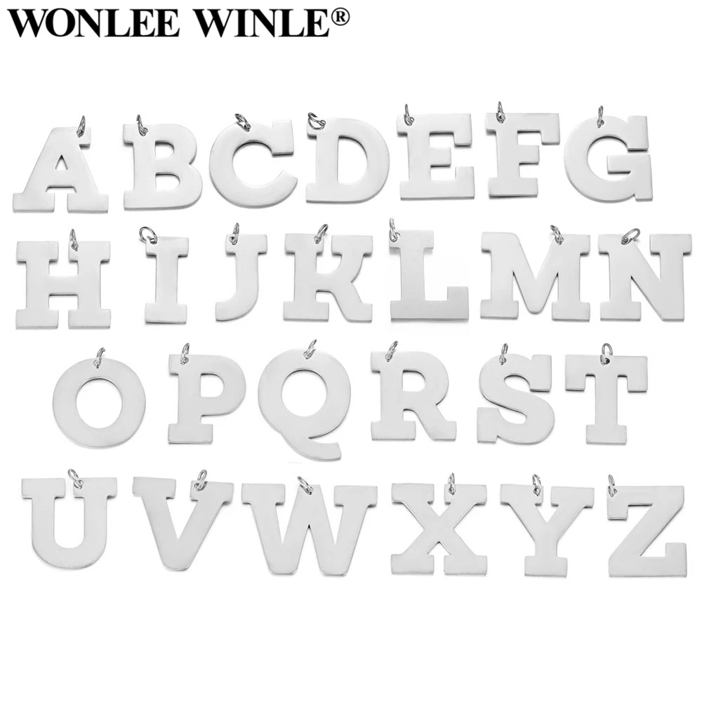 

Wonlee Winle Silver Gold Never Fade Stainless Steel 26 Letter Charm Pendants for DIY Bracelet Necklace Jewelry Making