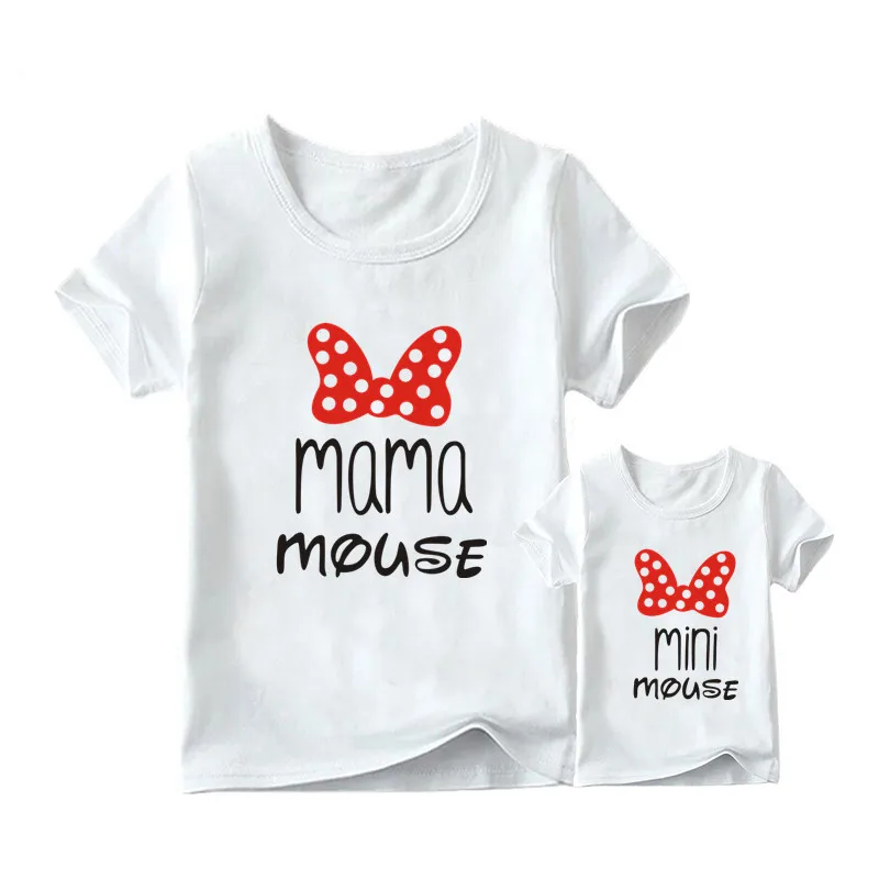 Модные Семейные комплекты; мягкая одежда с короткими рукавами «Мама и я»; белая футболка; одежда для мамы и дочки; семейный образ - Цвет: 1