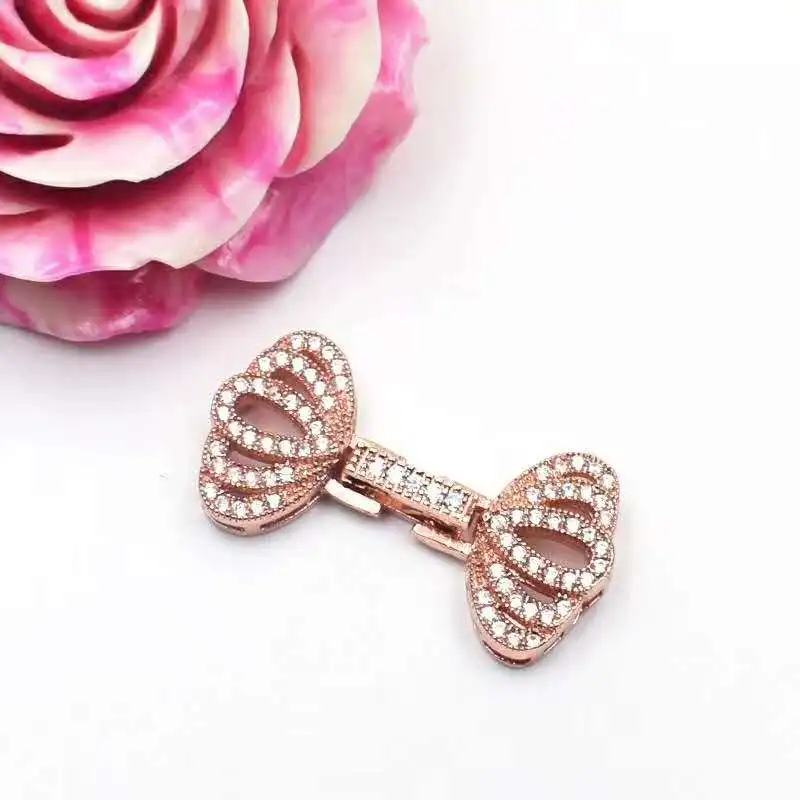 3pcs/lot 20mmX30mm Women's CZ-inlaid Pearl double-layer Bracelet Buckle, necklace buckle, sweater chain connection buckle