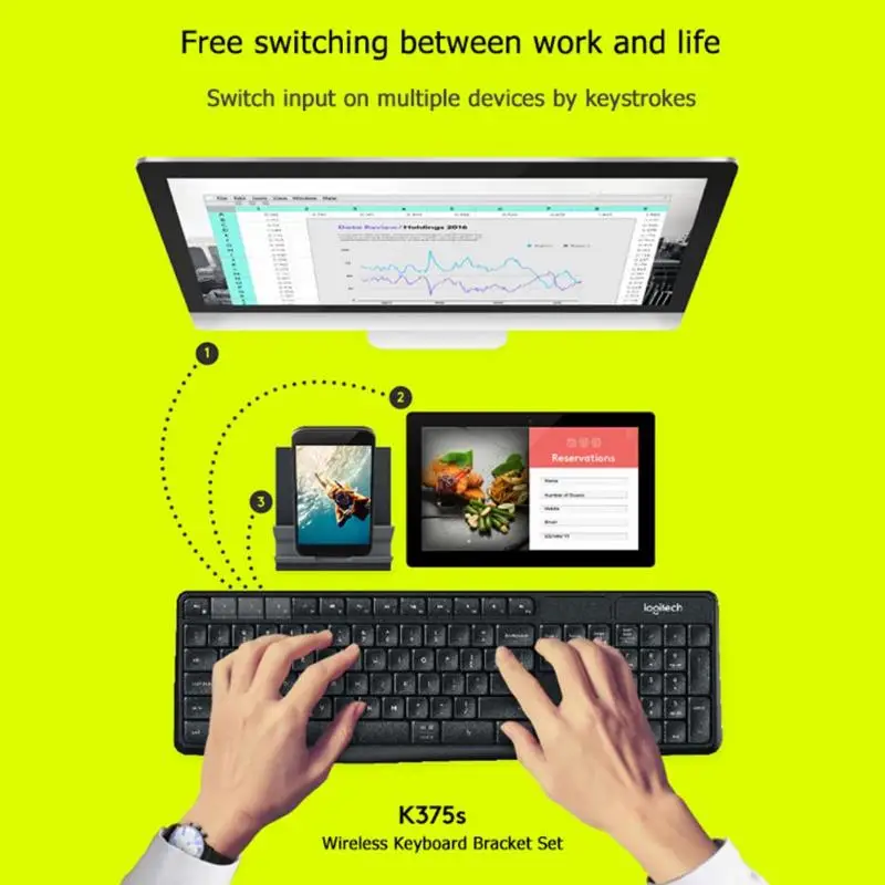 Клавиатура Logitech K375S Беспроводная Bluetooth клавиатура с подставкой 104 клавиш