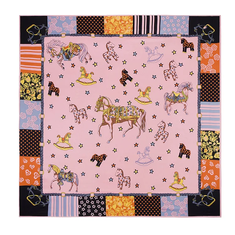Роскошный бренд Horse Twill шелковый шарф для женщин квадратный шарф дизайн платок с принтом женский шейный платок обертывание