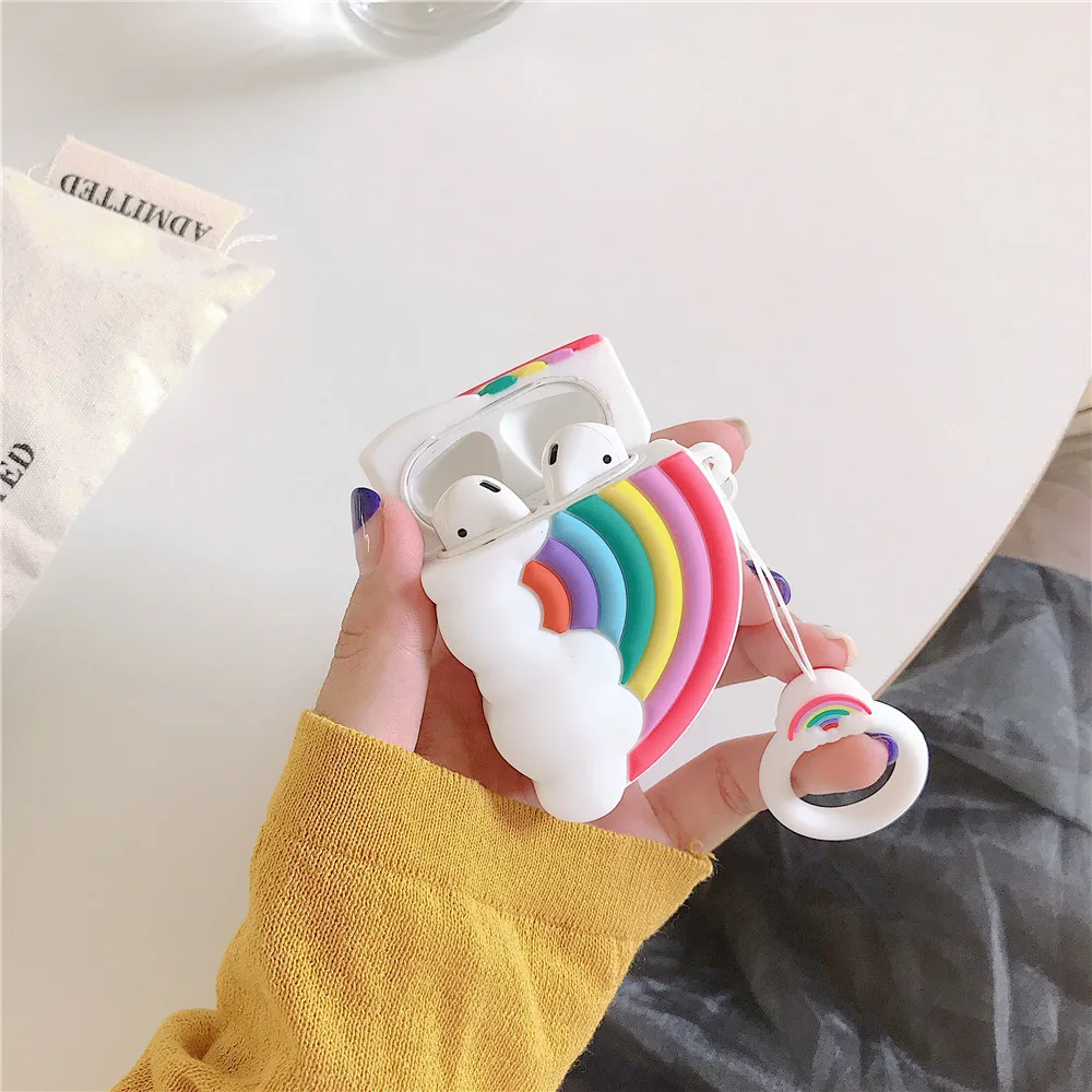 Силиконовый чехол My Little Pony для Airpods Apple милый единорог с радужной гривой мультяшный карабинный ключ звенья цепочки защитный чехол