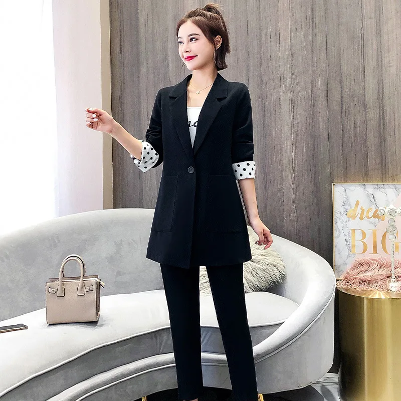 

Online Celebrity Small Suit Women's Spring And Autumn Coat 2019 New Style Elegant Slim Fit Tops Mid-length One-Button Western St