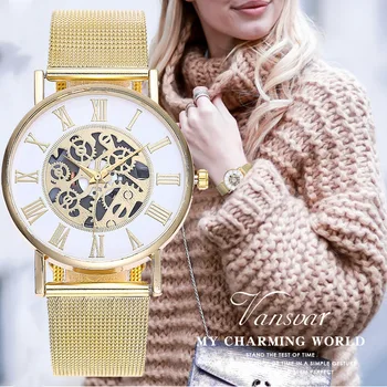 

gold/silver Luxury/fashion stainless steel bracelet watches Ladies Wristwatches Woman casual Quartz Watches relogio feminino2019