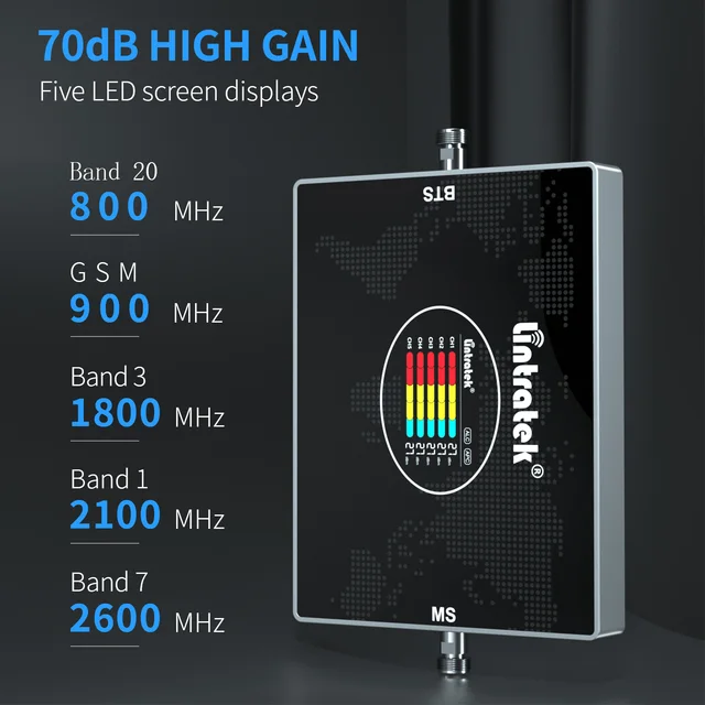 Lintratek nowy zestaw wzmacniacz komórkowy GSM 2G 3G 4G B20 LTE 800 900 1800 2100 wzmacniacz sygnału amplificador 4g 2600 mhz pięć pasm 2