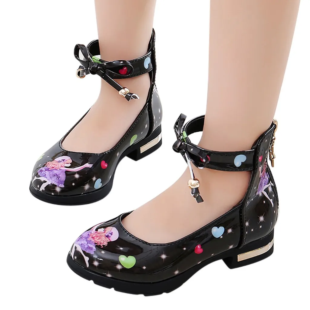 Детская обувь принцессы на молнии с мультяшным сердцем и бантом для маленьких