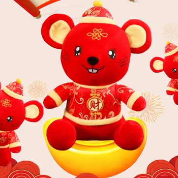 

24/30/38/45cm Plush Toys 2020 Rat Year Mascot Plush Mouse In Tang Suit Soft Toys Chinese New Year Gift Home Party Decoration New