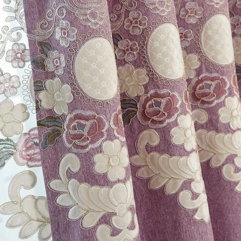 Warm Atmosphere European Xuenier Embroidery Shade Curtains for Living Dining Room Bedroom