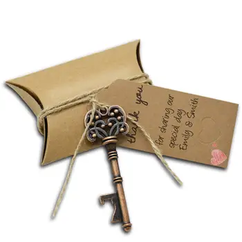 

50PCS Vintage Key Bronze Skeleton Keys With Writing Card Candy Boxes Wine Wedding Party Favors Rustic Decoration Gifts for Guest