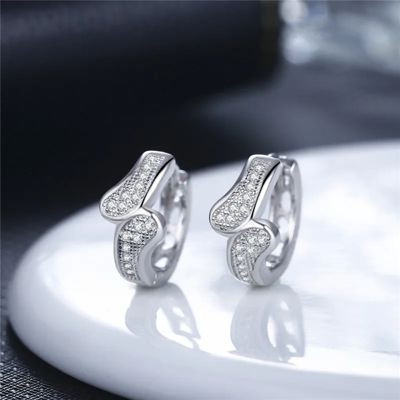 Серьги из чистого серебра 925 пробы Женские аксессуары со светящимся кубическим цирконием женские серьги-кольца ювелирные изделия Принцесса Вечерние бижутерия