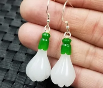 

2pairs/lots wonderful high quality low price Natural jade drop 925 silver high-end tassels lady's earrings 48v