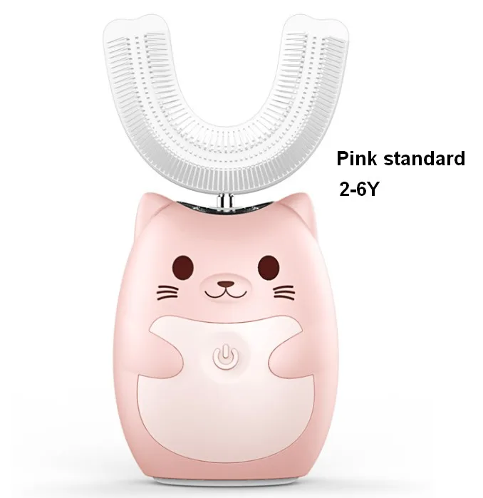 2-6pink standard Детская 360 звуковая электрическая зубная щетка милый мультфильм перезаряжаемая электрическая зубная щетка силиконовая Автоматическая детская зубная щетка - Цвет: 2-6pink standard