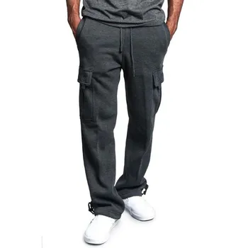 

Men's Drawstring Elastic Waist Solid Color Pocket Trousers Running Comfortable Breathable Loose Sports Trousers