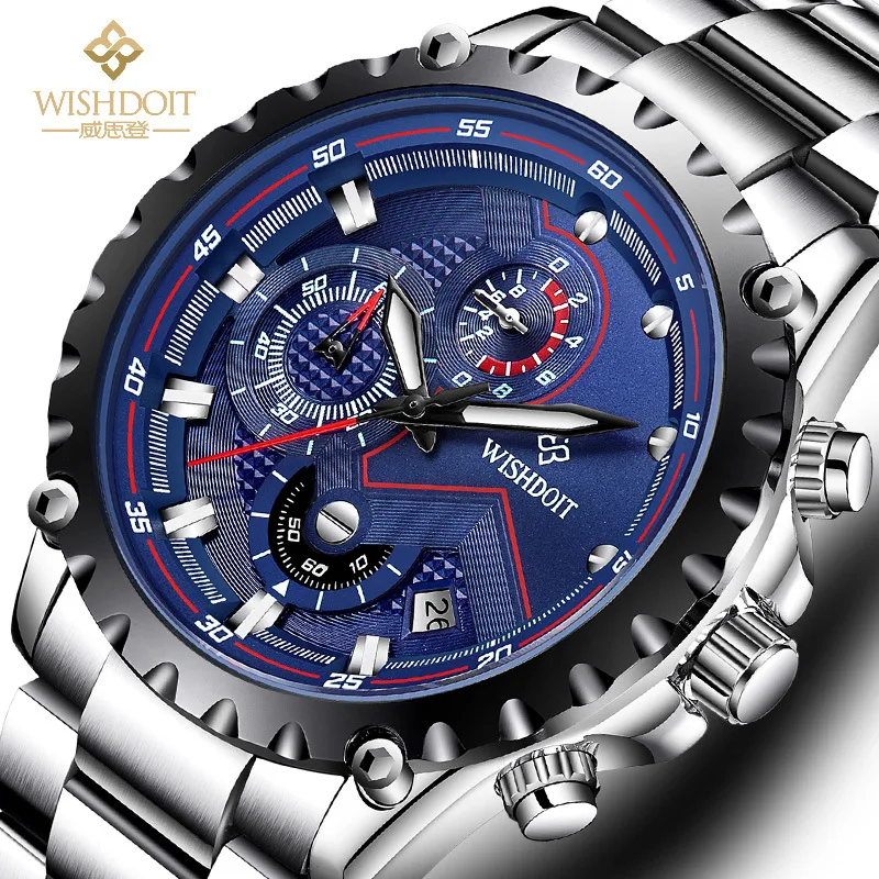 

Watch Outdoor Watch Night Light Waterproof Students Quartz Three-Eyed Steel Belt MEN'S Watch Top Grade MEN'S Watch