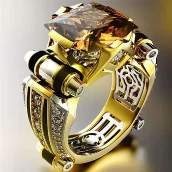 

CHUHAN Men Vintage Domineering Ring Creative Crystal Wedding Ring Hollow Out Finger Ring Fashion Jewelry