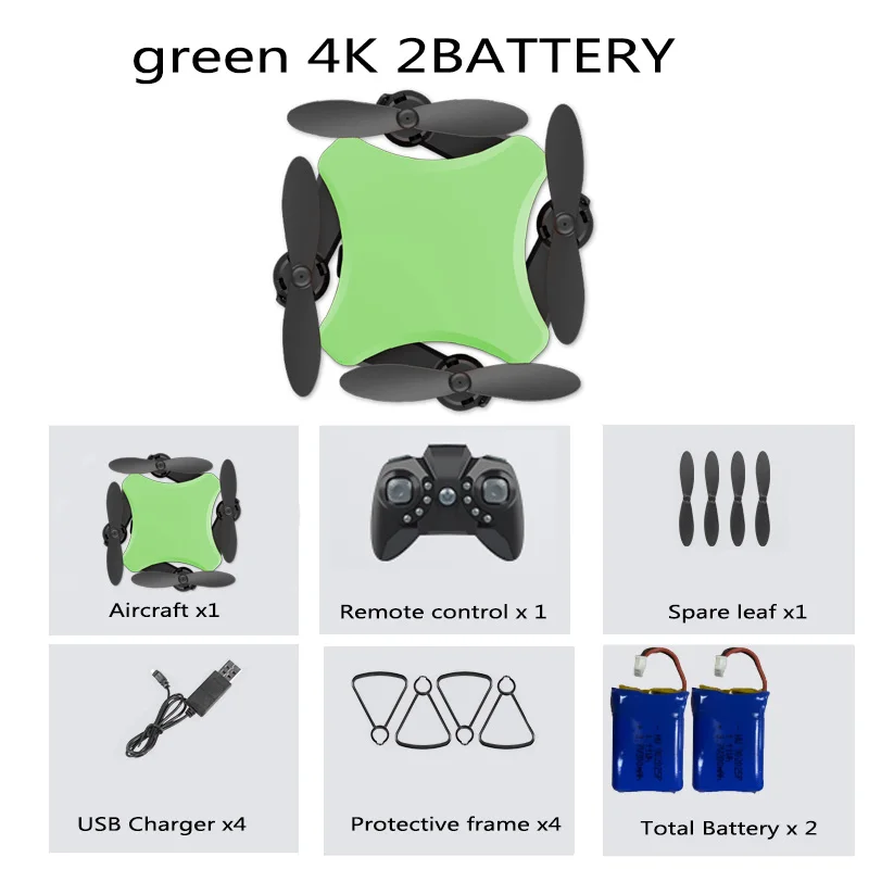 green 4K 2B Bag KY902S мини-Дрон 4k HD камера креативный DIY дизайн пять цветов RC складной Квадрокоптер пульт дистанционного управления игрушка для детей - Цвет: green 4K 2B Bag